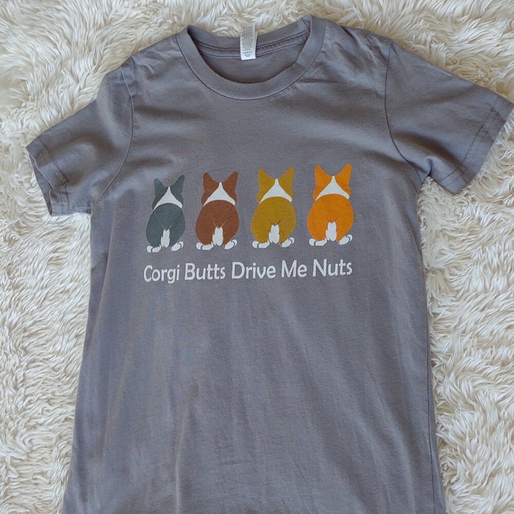 t-shirt corgi butt grey LW